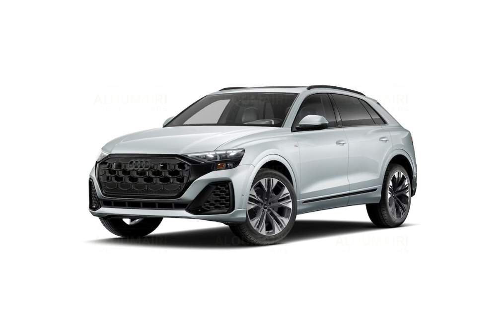 Audi Q8 gris disponible à la location chez Almoumairi Prestige Cars.